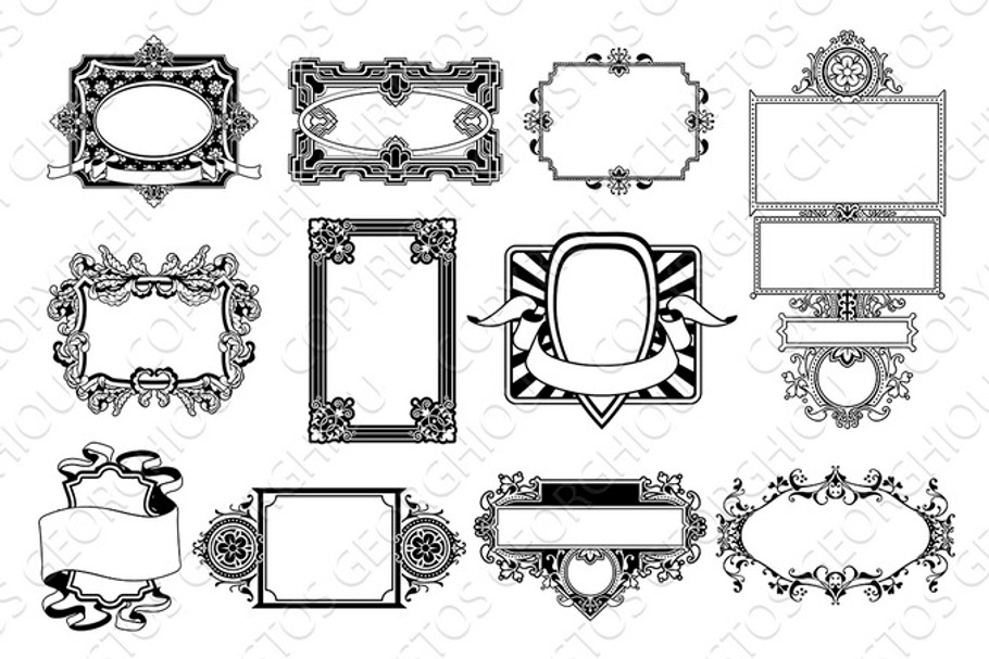 Ornate frame and border design elements in Illustrations - product preview 8