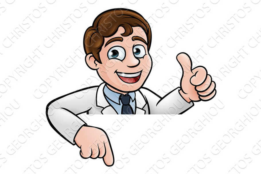 Scientist Cartoon Character Sign in Illustrations - product preview 8