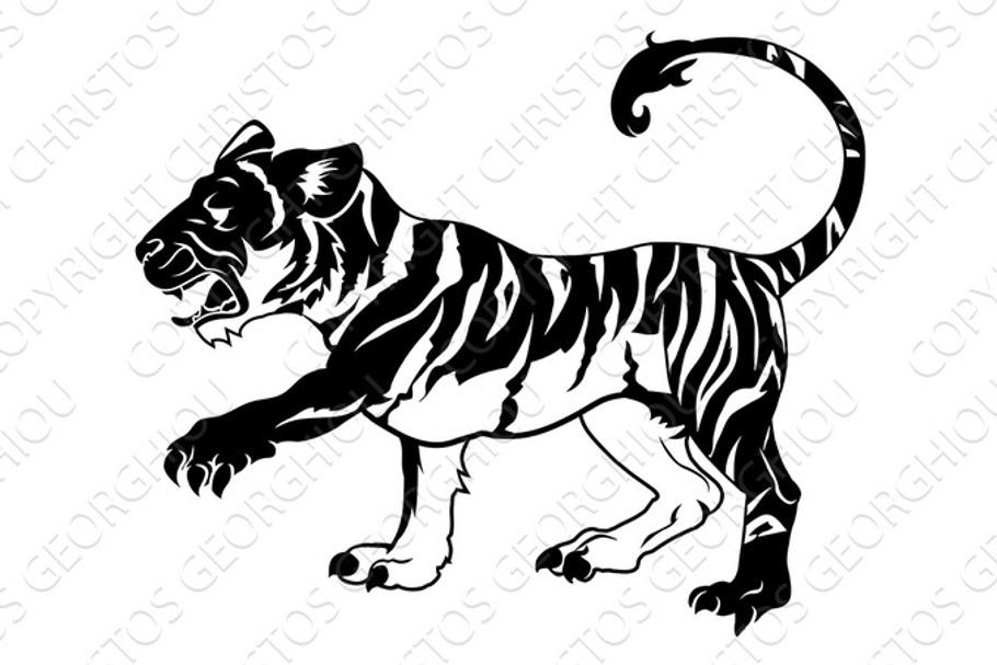 Stylised tiger illustration in Illustrations - product preview 8