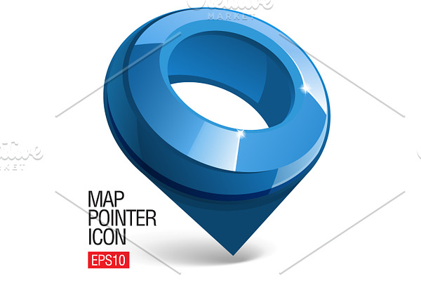 Shiny gloss blue Map pointer icon
