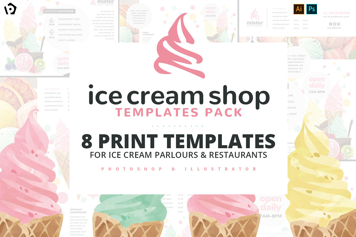 Ice cream Shop Templates Pack in Flyer Templates - product preview 8