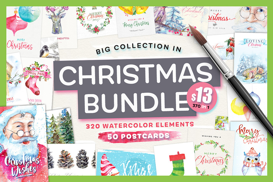 Watercolor Christmas Bundle - $13 in Illustrations - product preview 8