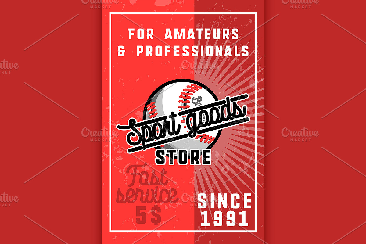 Color vintage sport goods banner in Illustrations - product preview 8