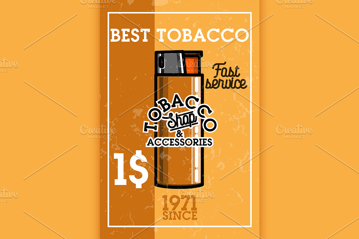 Color vintage tobacco shop banner in Illustrations - product preview 8