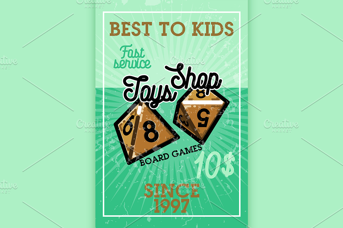 Color vintage toys shop banner in Illustrations - product preview 8