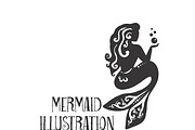 Mermaid with Bubbles Illustration