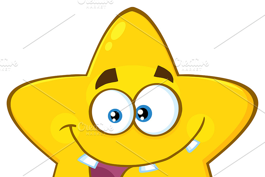 Crazy Yellow Star Character in Illustrations - product preview 8