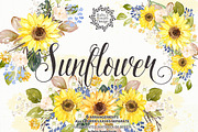 -50%Watercolor Sunflower design