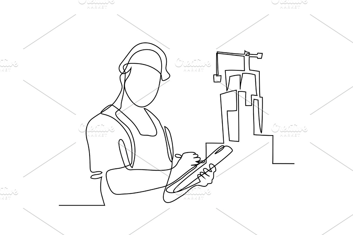 builder man holding tablet in Illustrations - product preview 8