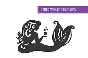 Seated Mermaid Illustration