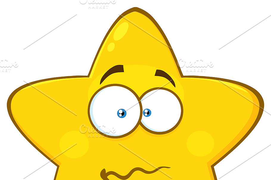 Nervous Yellow Star Character in Illustrations - product preview 8