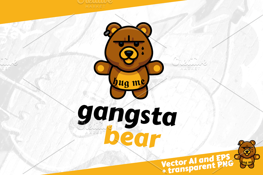 Gangsta Bear - gangster bear logo
