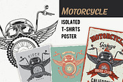 Motorcycle T-shirt And Poster Labels