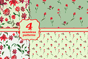 Set of four seamless floral patterns