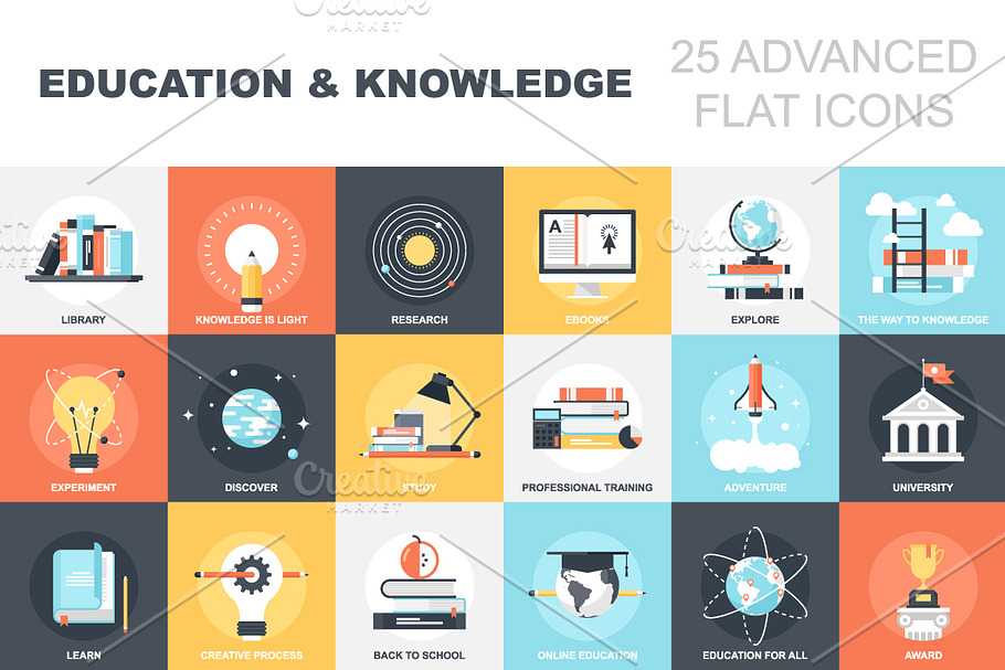Education and Knowledge in Education Icons - product preview 8