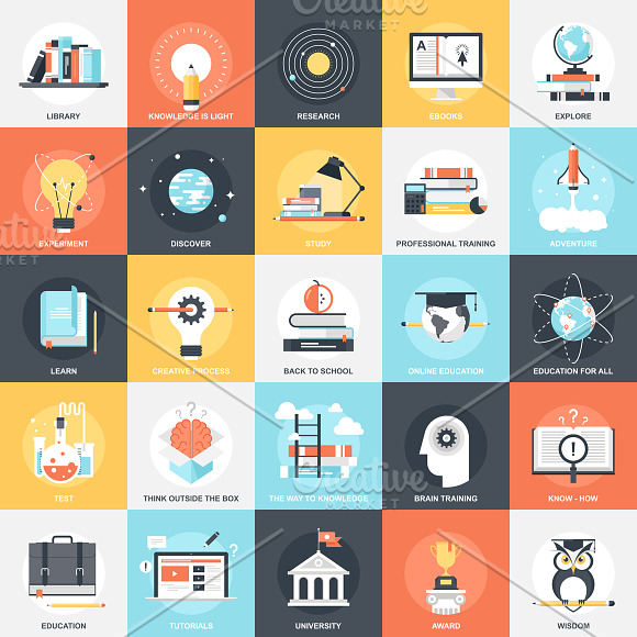 Education and Knowledge in Education Icons - product preview 1