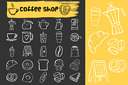 Coffee shop doodle icons