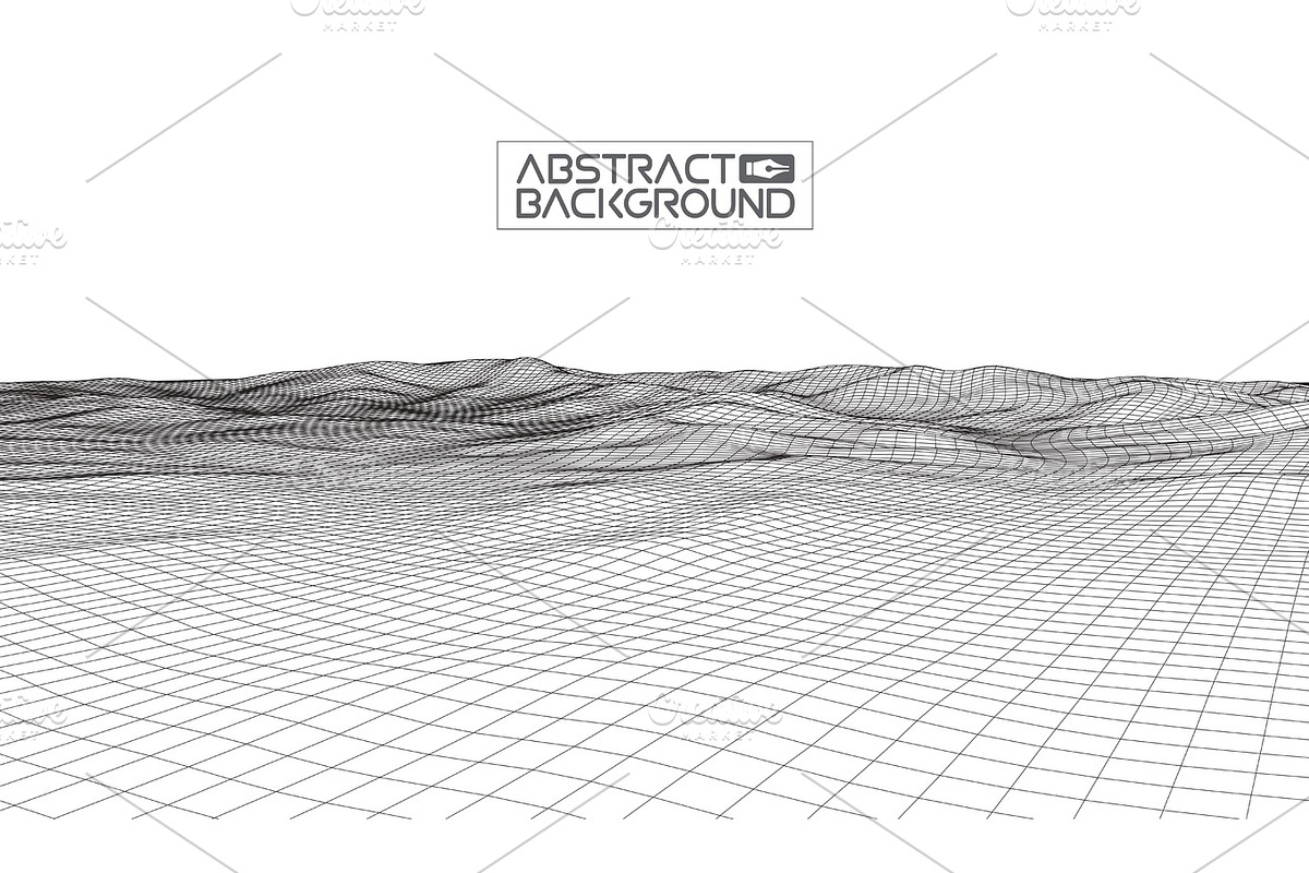 Abstract vector wireframe landscape background. Cyberspace grid. 3d technology wireframe vector illustration. Digital wireframe landscape for presentations . in Illustrations - product preview 8