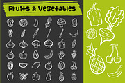 Fruits & vegetables doodle icons