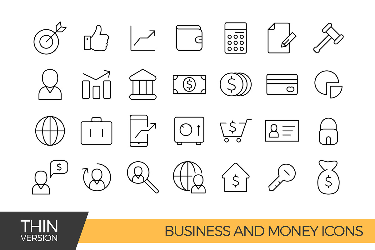 Business and money thin line icons in Money Icons - product preview 8