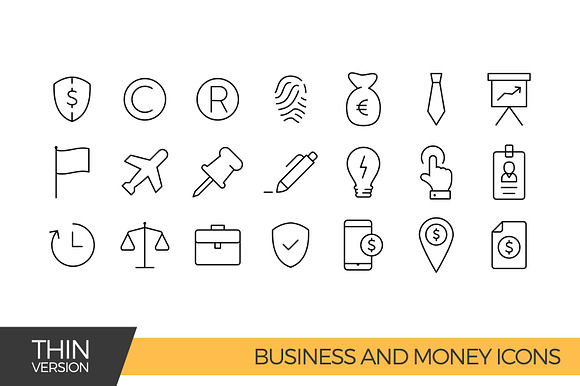 Business and money thin line icons in Money Icons - product preview 1