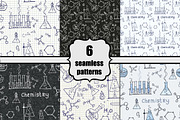 chemistry doodle seamless patterns
