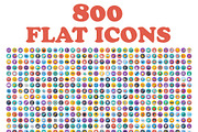 Set of 800 flat icons.