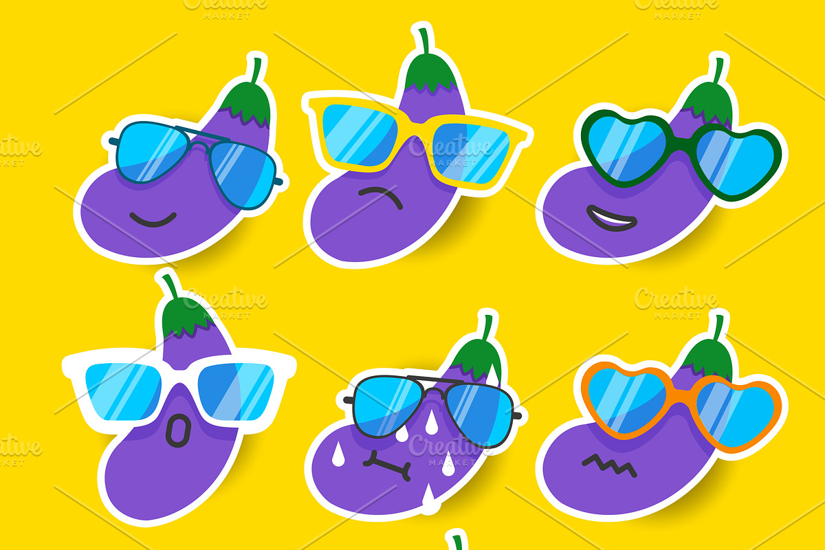 Eggplant emoji set in Icons - product preview 8