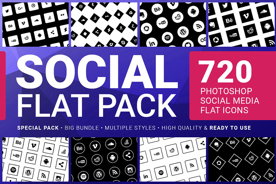 Social Media Icons FLAT PACK 720 in Graphics - product preview 8