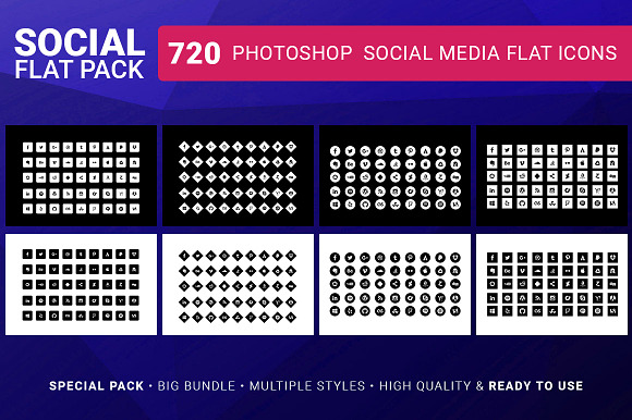 Social Media Icons FLAT PACK 720 in Graphics - product preview 1