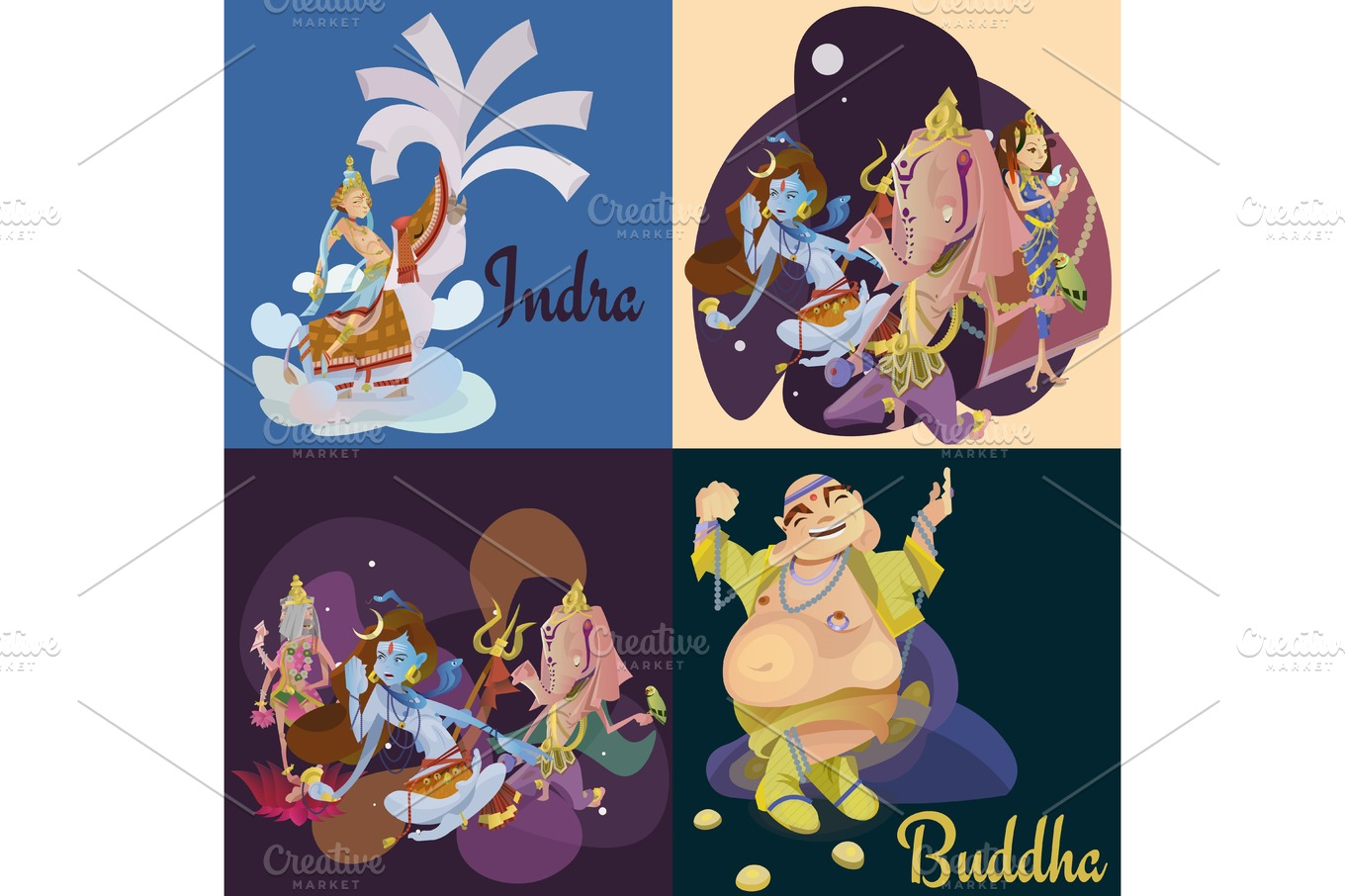 Set Of Isolated Hindu Gods Meditation In Yoga Poses Lotus And Goddess Hinduism Religion Traditional Asian Culture Spiritual Mythology Deity Worship Festival Vector Illustrations T Shirt Concepts Creative Daddy