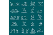 sports thin line vector icons set pictograms