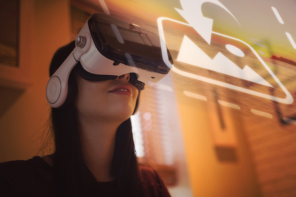Woman Using VR Headset