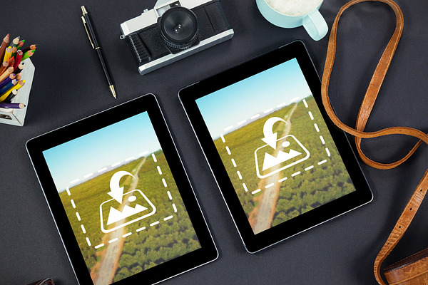 Two Tablets On Creative Desk Mockup