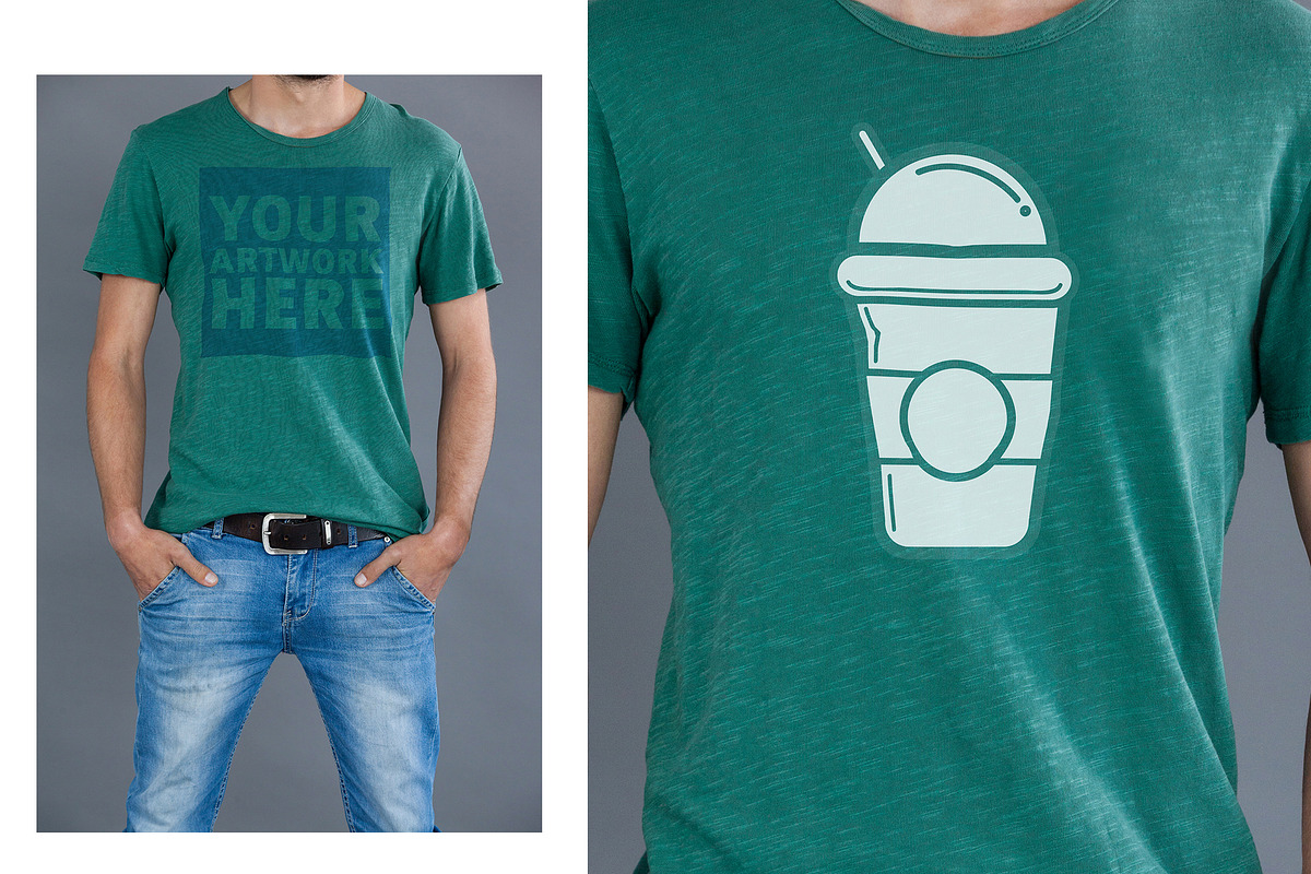 Man Wearing T-Shirt With Graphic  in Templates - product preview 8
