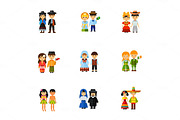 People in national dress icon set