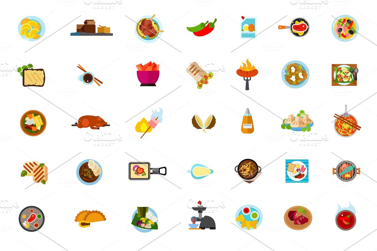 Various dishes icon set in Illustrations - product preview 8