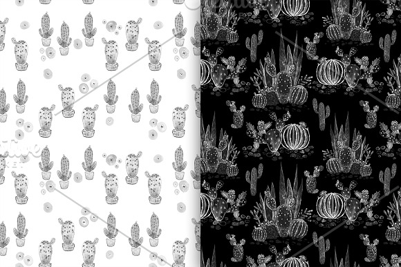 SALE MONOCHROMIC cactuses patterns in Patterns - product preview 1