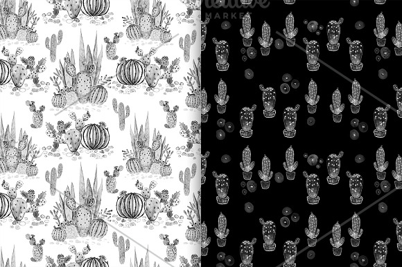SALE MONOCHROMIC cactuses patterns in Patterns - product preview 2