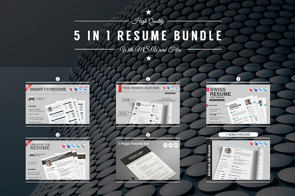 5 in 1 Resume/CV Bundle With MS Word in Resume Templates - product preview 1