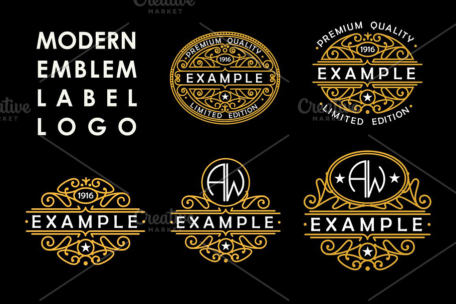 5 Art Nouveau Labels in Logo Templates - product preview 8