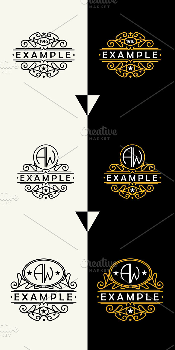 5 Art Nouveau Labels in Logo Templates - product preview 3