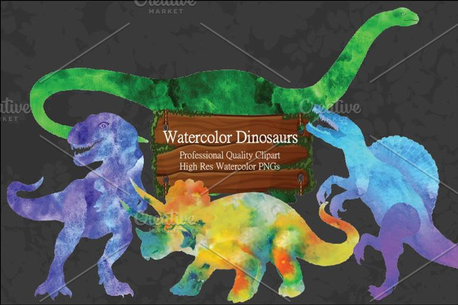 Watercolor Dinosaur in Patterns - product preview 8