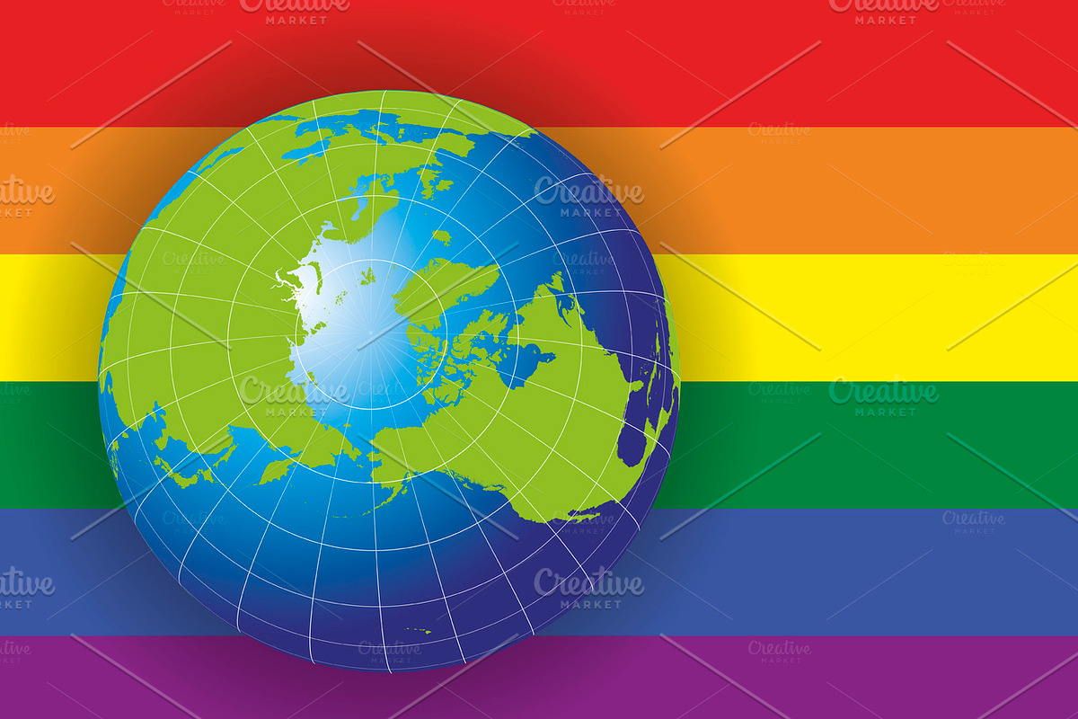 North Pole map over a gay flag in Illustrations - product preview 8