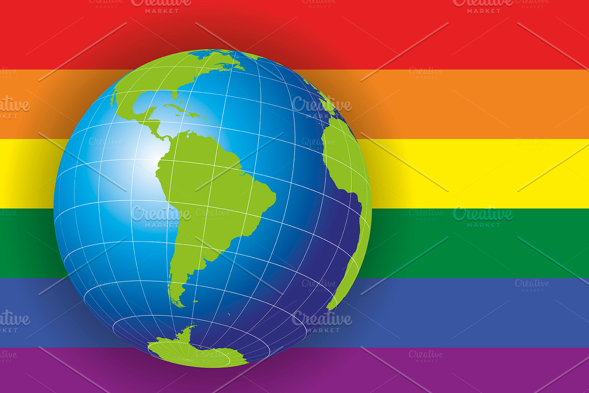 South America map over a gay flag in Illustrations - product preview 8
