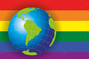 South America map over a gay flag