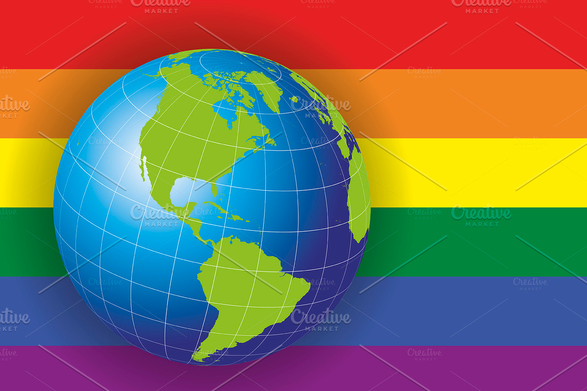 North America map over a gay flag in Illustrations - product preview 8