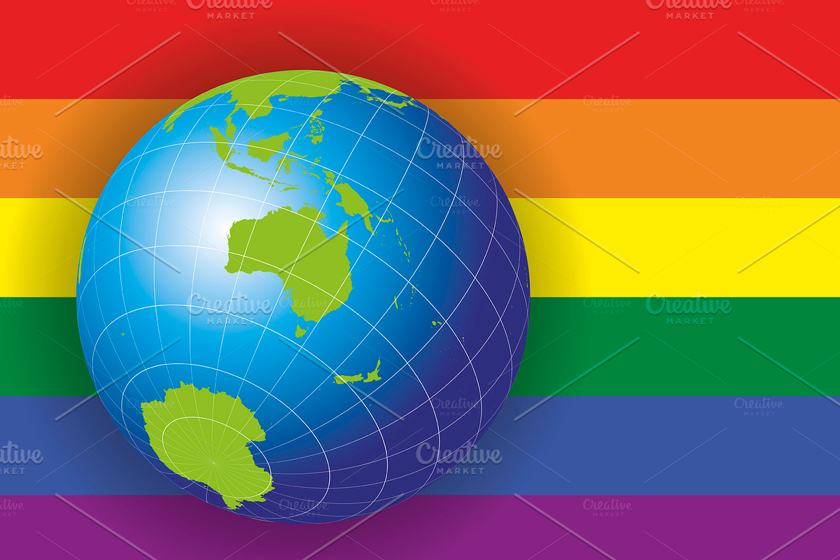 Australia map over a gay flag in Illustrations - product preview 8