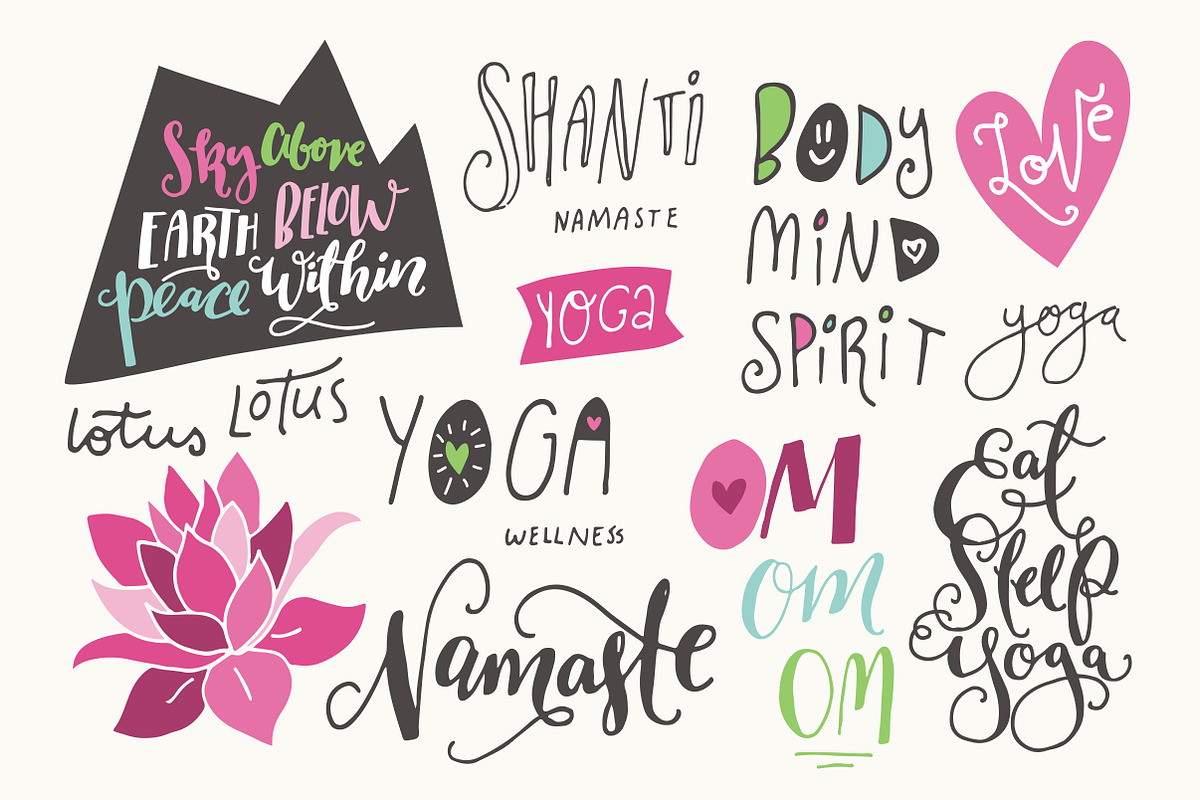 Yoga Phrases & Lotus Flowers Clipart in Objects - product preview 8