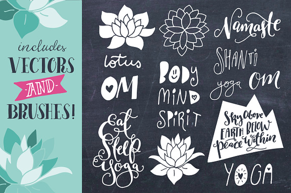Yoga Phrases & Lotus Flowers Clipart in Objects - product preview 1